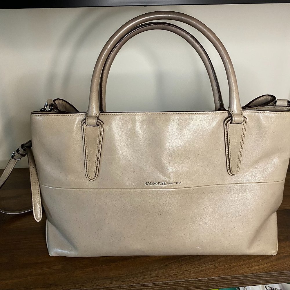 COACH  Nappa Borough Satchel Bag Taupe